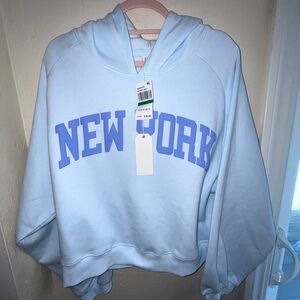 Self Esteem Light Blue NEW YORK Hooded Crewneck Sweatshirt